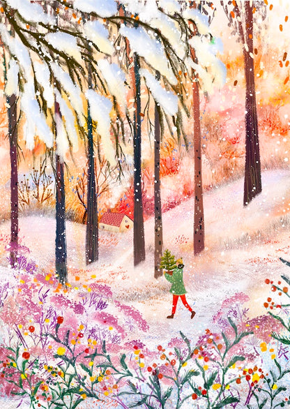 Giclee Fine Art Print  "Coming Home for Christmas"
