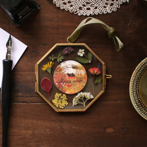 Mini Octagon Pressed flower frame with Smell of Rosehip art print
