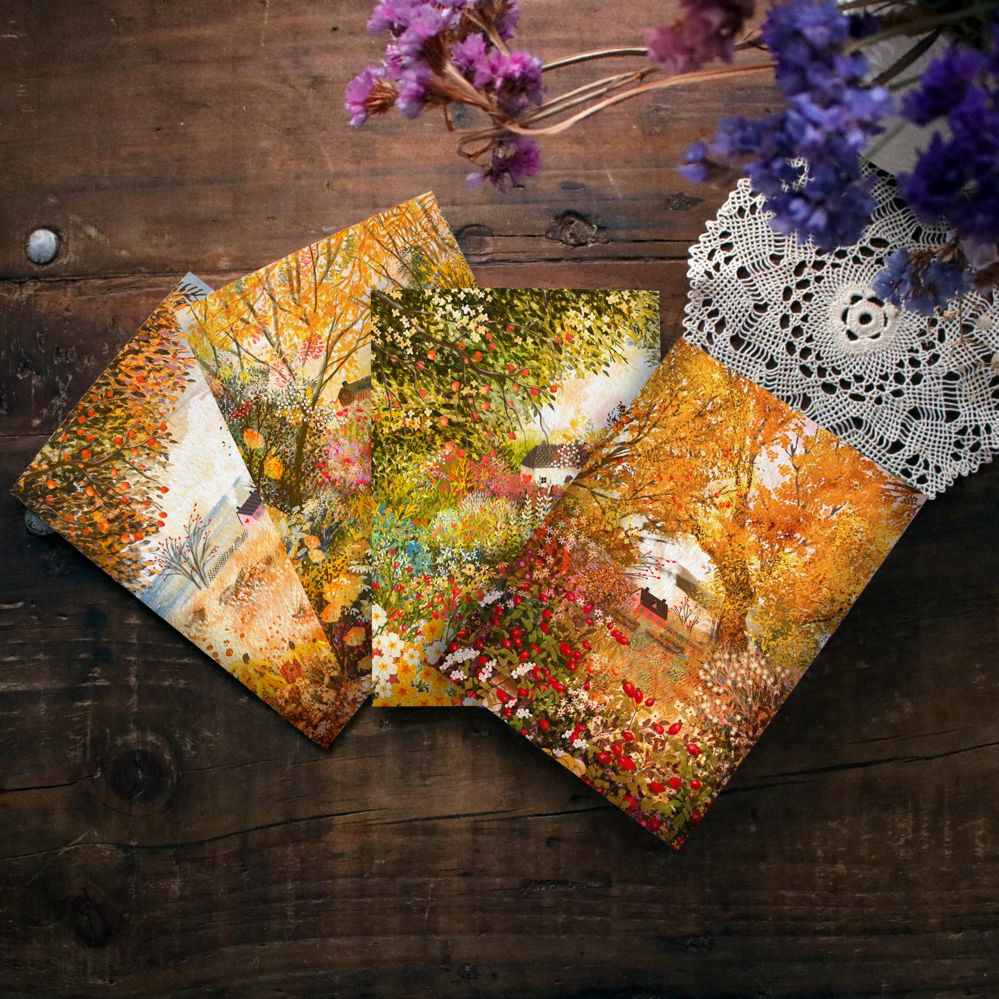 Greeting Card set of 4 "Autumn Days"