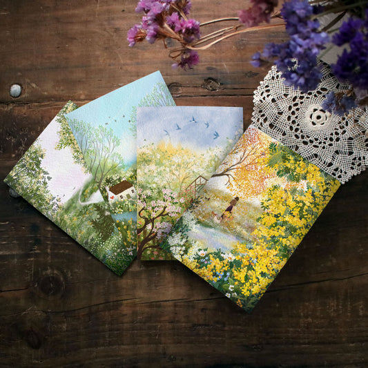 Greeting Card set of 4 "Blooming Springtime"