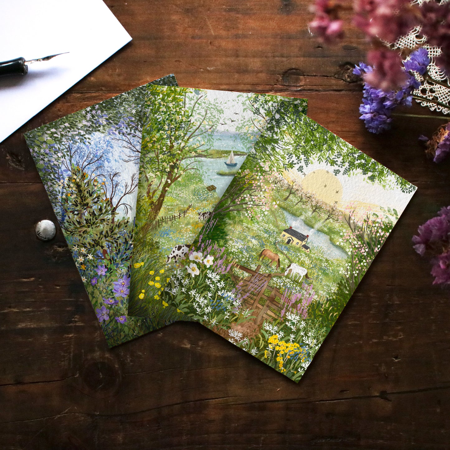 Greeting Card set of 3 "Spring in the Countryside"