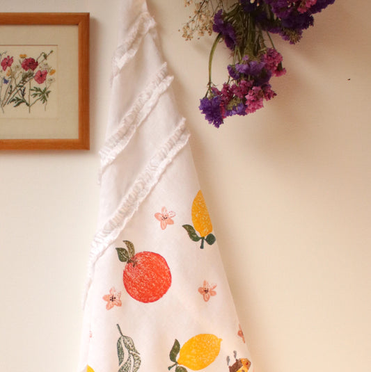 Linen Tea Towel "Lemons and Oranges"