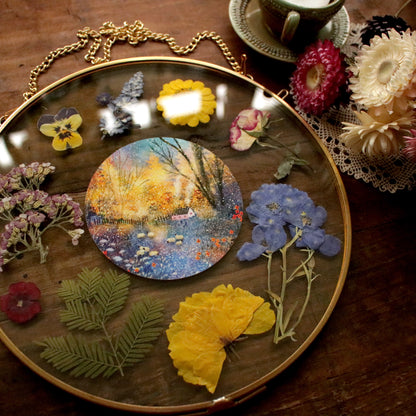 Pressed flower frame with Glowing Winter art print