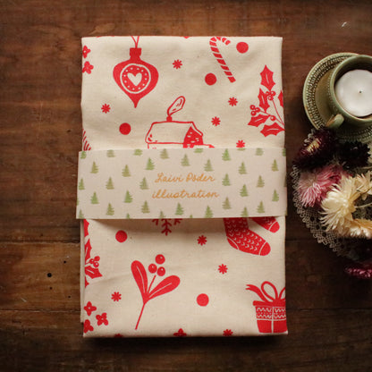 Screen printed tea towel "Holiday Spirit"