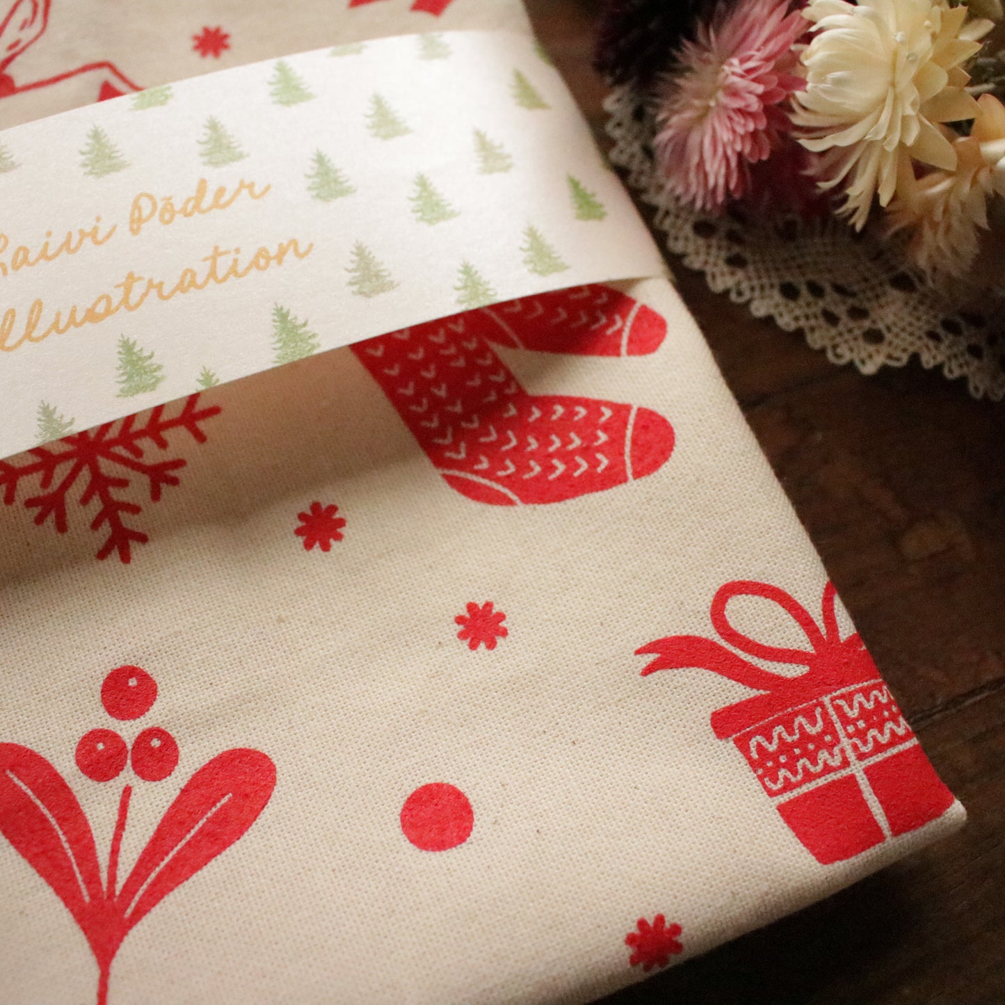 Screen printed tea towel "Holiday Spirit"