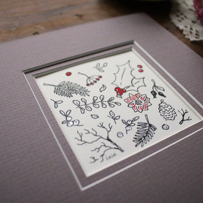 Original Ink Drawing "Winter Woodland"
