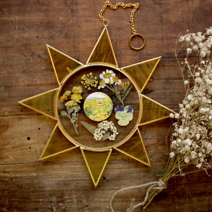 Pressed flower frame with View of the Seven Sisters art print