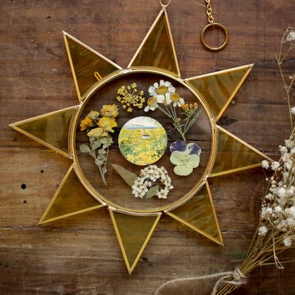 Pressed flower frame with View of the Seven Sisters art print