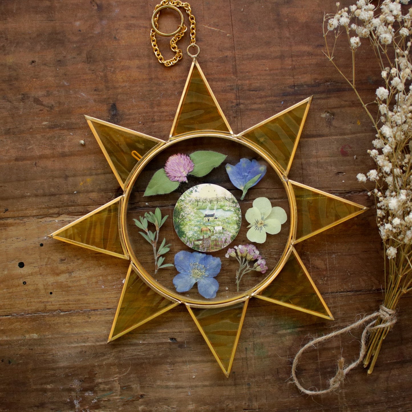 Pressed flower frame with April in Bloom art print