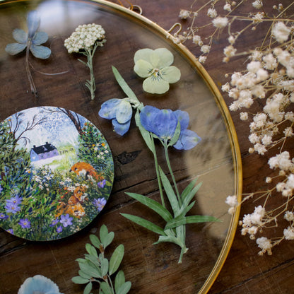 Pressed flower frame with Thawing Woodland art print