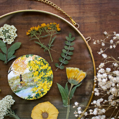 Pressed flower frame with Blooming Riverside art print