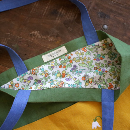 Handmade Linen Tote Bag with an Embroidery "Blooming Meadow"