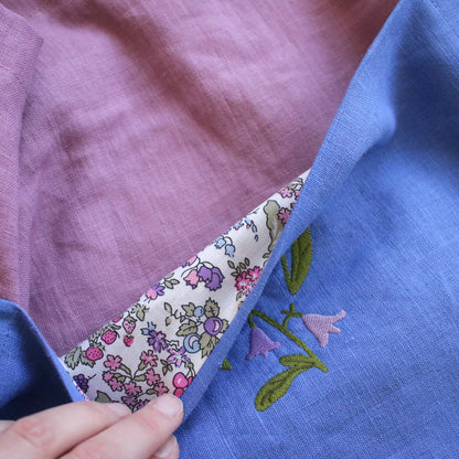 Handmade Linen Tote Bag with an Embroidery "Morning Blooms"