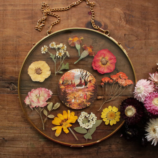 Seconds Pressed flower frame with Autumn Letters art print