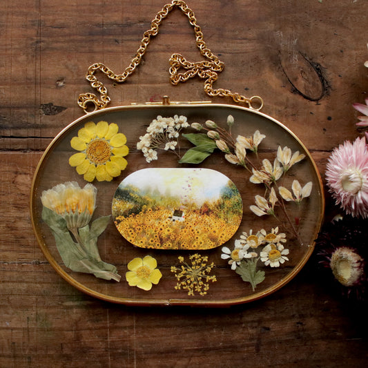 Seconds Pressed flower frame with Sunflower Field art print