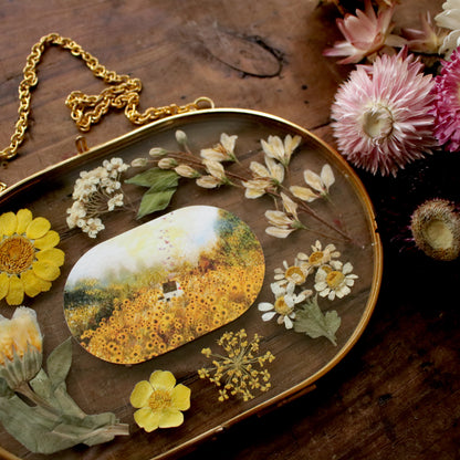 Seconds Pressed flower frame with Sunflower Field art print