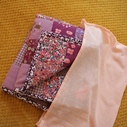 Heirloom Patchwork Bed Runner with an Embroidery "November Garden"