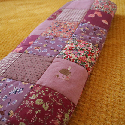 Heirloom Patchwork Bed Runner with an Embroidery "November Garden"