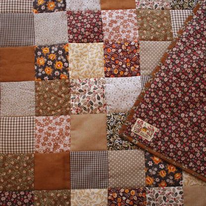 Heirloom Patchwork Bed Runner with an Embroidery "Harvest"