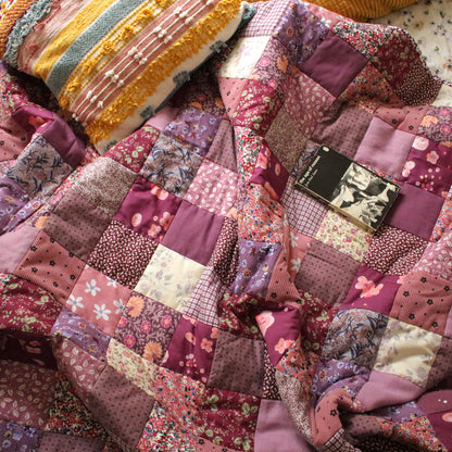 Heirloom Patchwork Blanket with an Embroidery "November Garden"