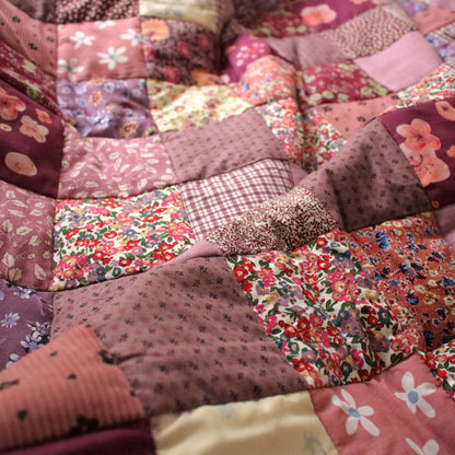 Heirloom Patchwork Blanket with an Embroidery "November Garden"