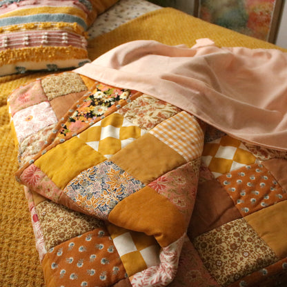Heirloom Patchwork Blanket with an Embroidery "Marigold"