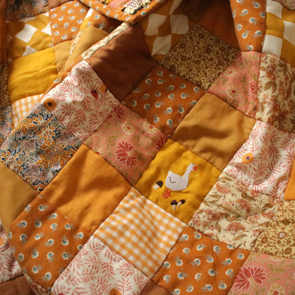 Heirloom Patchwork Blanket with an Embroidery "Marigold"