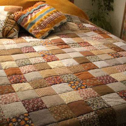Heirloom Patchwork Blanket with an Embroidery "Autumn Days"