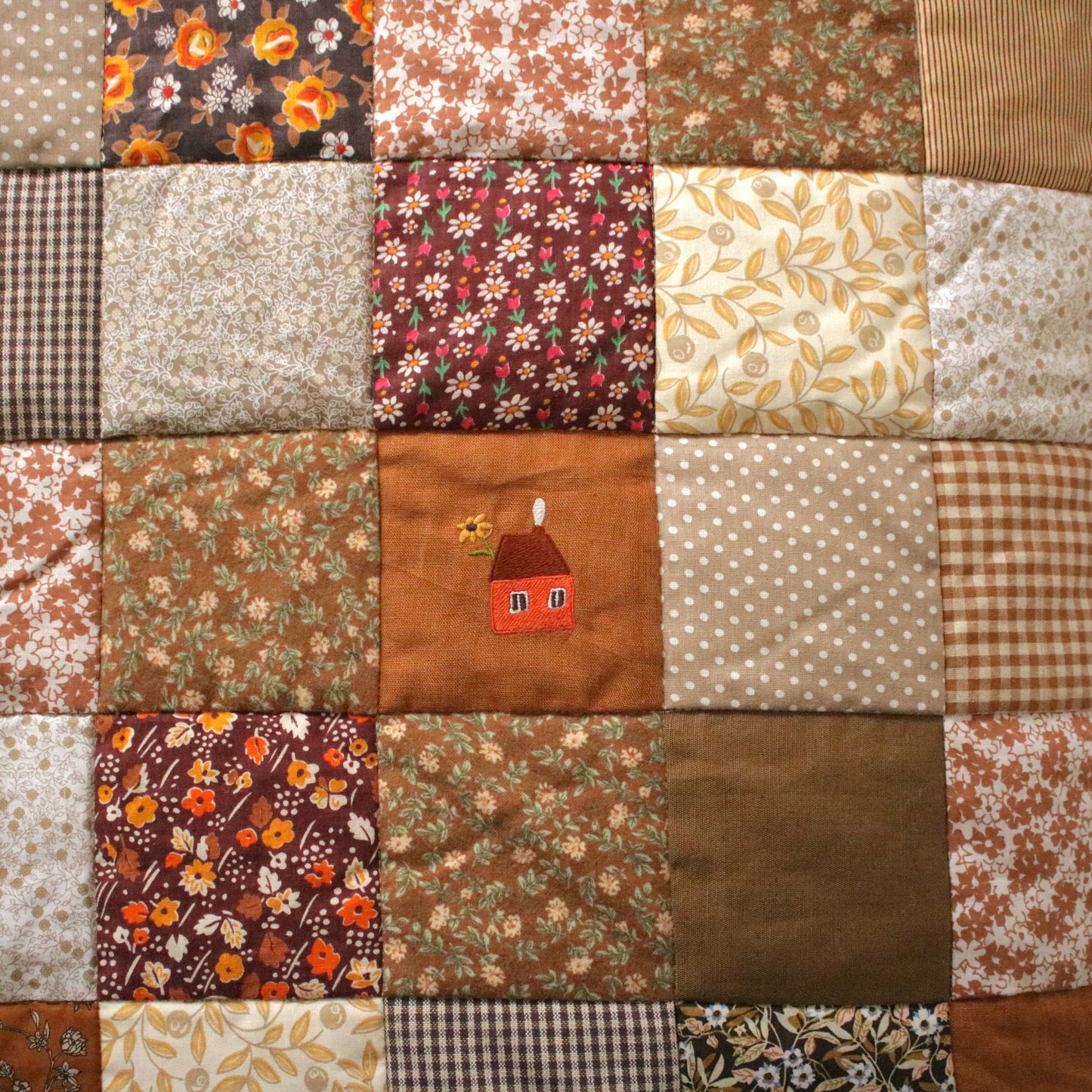 Heirloom Patchwork Blanket with an Embroidery "Autumn Days"