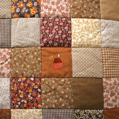 Heirloom Patchwork Blanket with an Embroidery "Autumn Days"