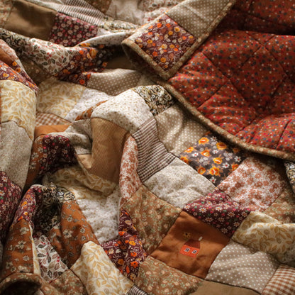 Heirloom Patchwork Blanket with an Embroidery "Autumn Days"