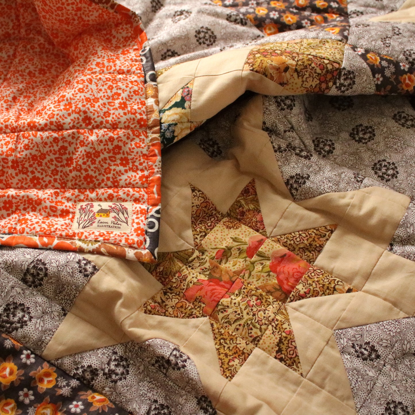 Heirloom Patchwork Blanket "Autumn Roses"