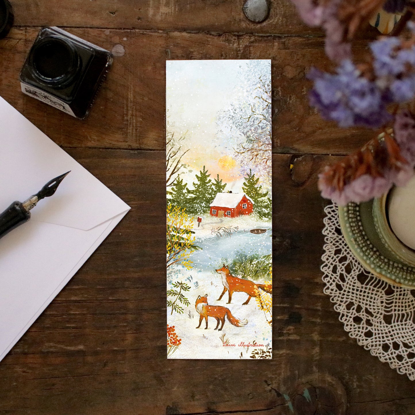 Set of 4 bookmarks "Snowy Winter"