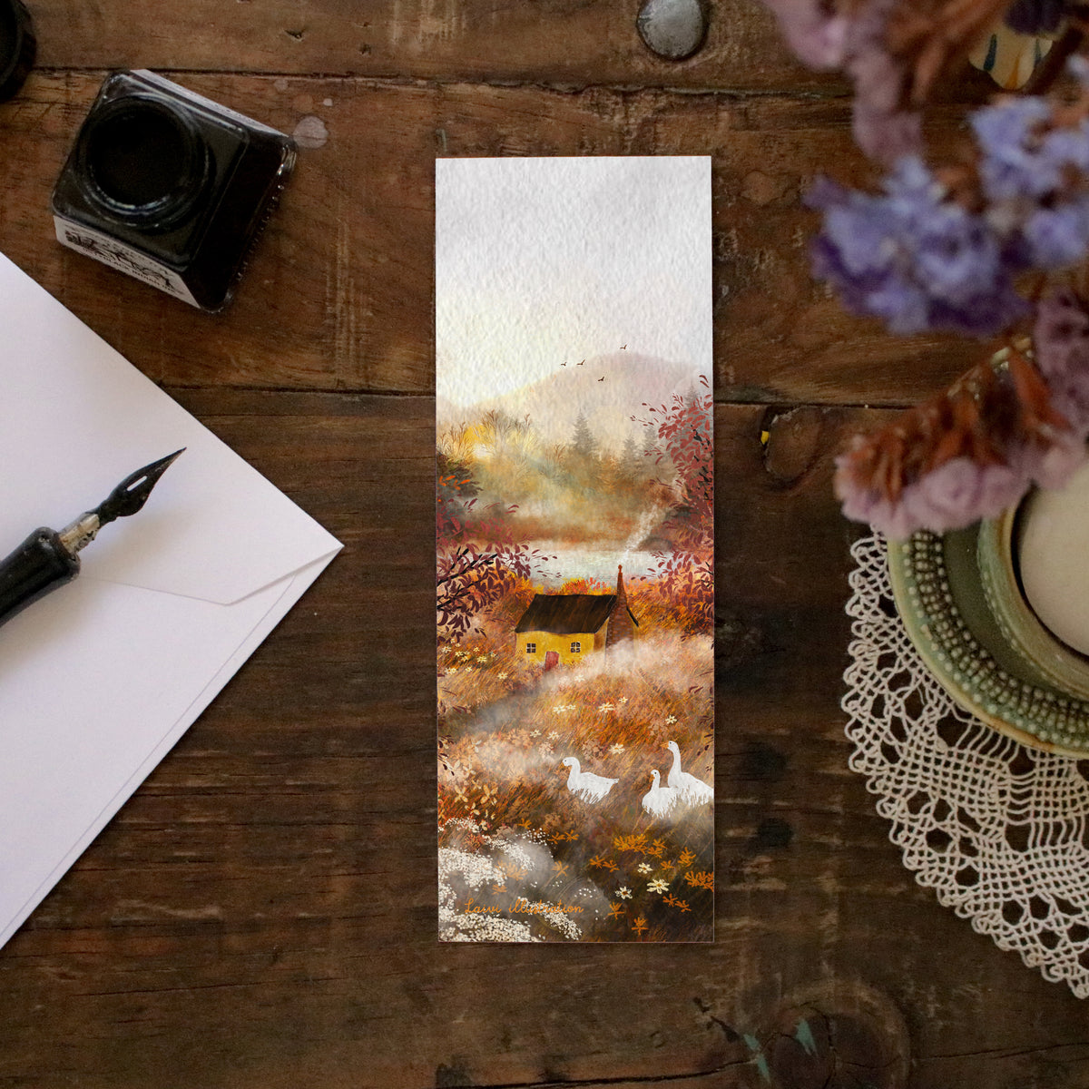 Set of 4 bookmarks "Lovely Geese"