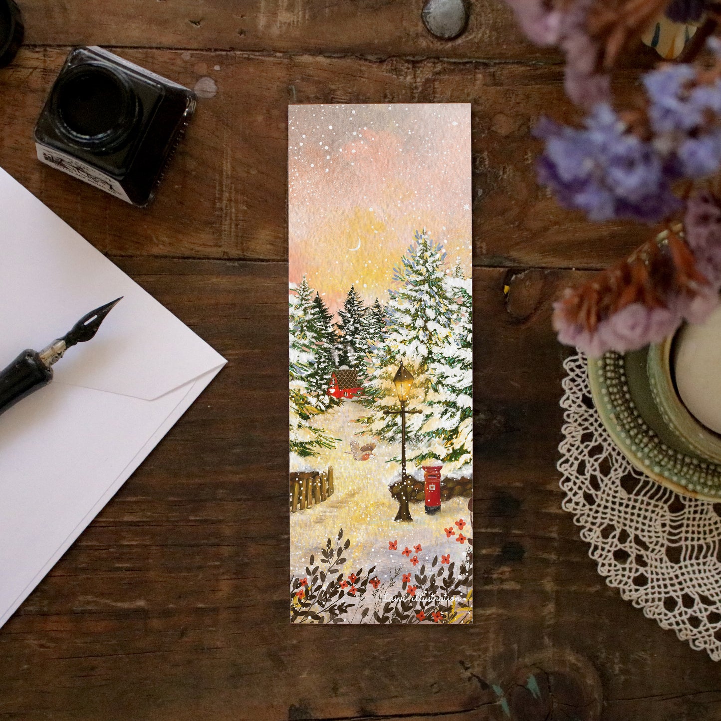 Set of 4 bookmarks "Snowy Winter"