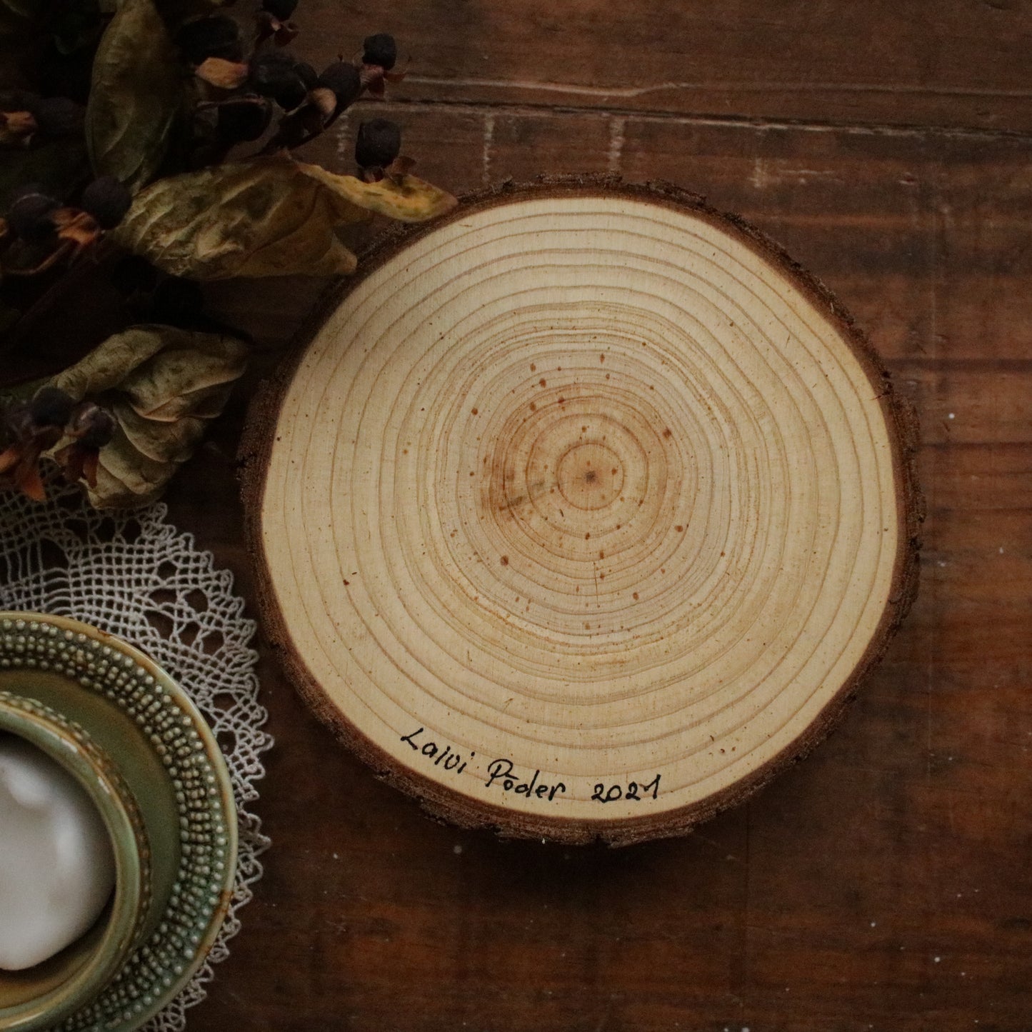 Original Woodslice Painting "Sunrise in the Arctic"