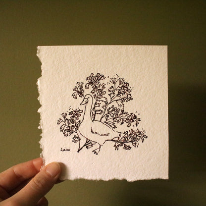 Original Ink Drawing "Goose and Hawthorn"