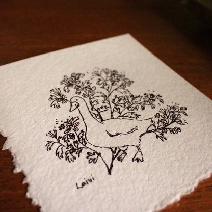 Original Ink Drawing "Goose and Hawthorn"