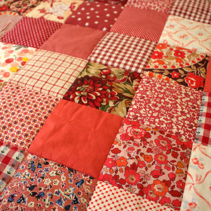 Heirloom Patchwork Blanket with an Embroidery "Dahlia"