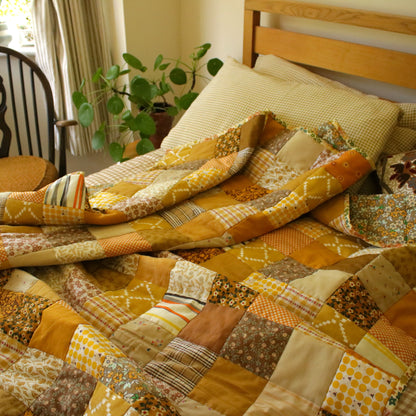 Heirloom Patchwork Blanket with an Embroidery "Helenium"