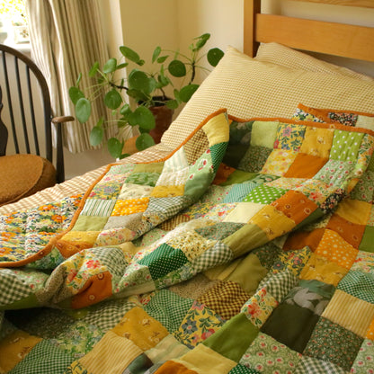 Heirloom Patchwork Blanket with an Embroidery "Pansy"