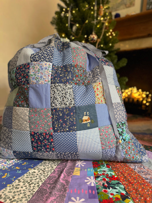 Heirloom Patchwork Christmas Sack Midnight Blue