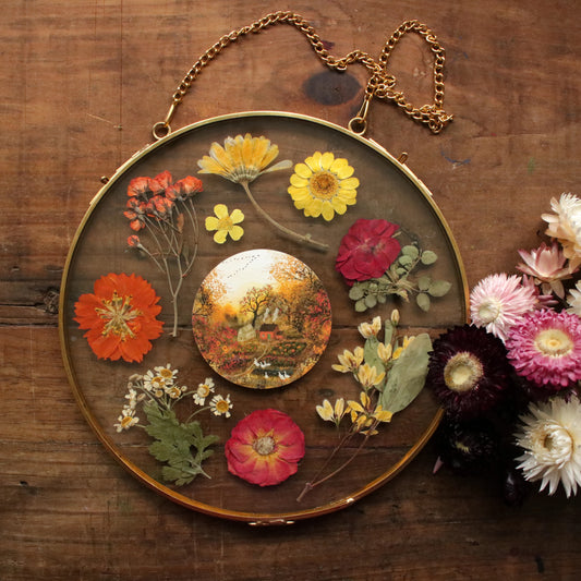 Seconds Pressed flower frame with Autumn's Embrace art print