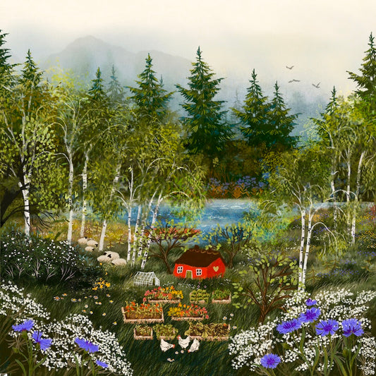 Giclee Fine Art Print "Cottage Garden" Square