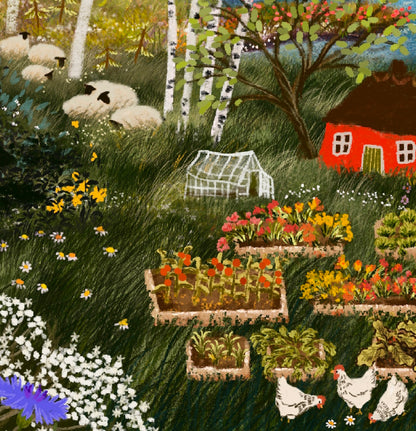 Giclee Fine Art Print "Cottage Garden" Square