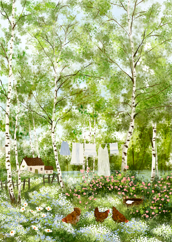 Giclée Fine Art Print "A Cottage in Birch Grove"