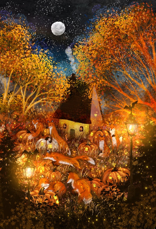 Giclee Fine Art Print  "Foxes and Fireflies"