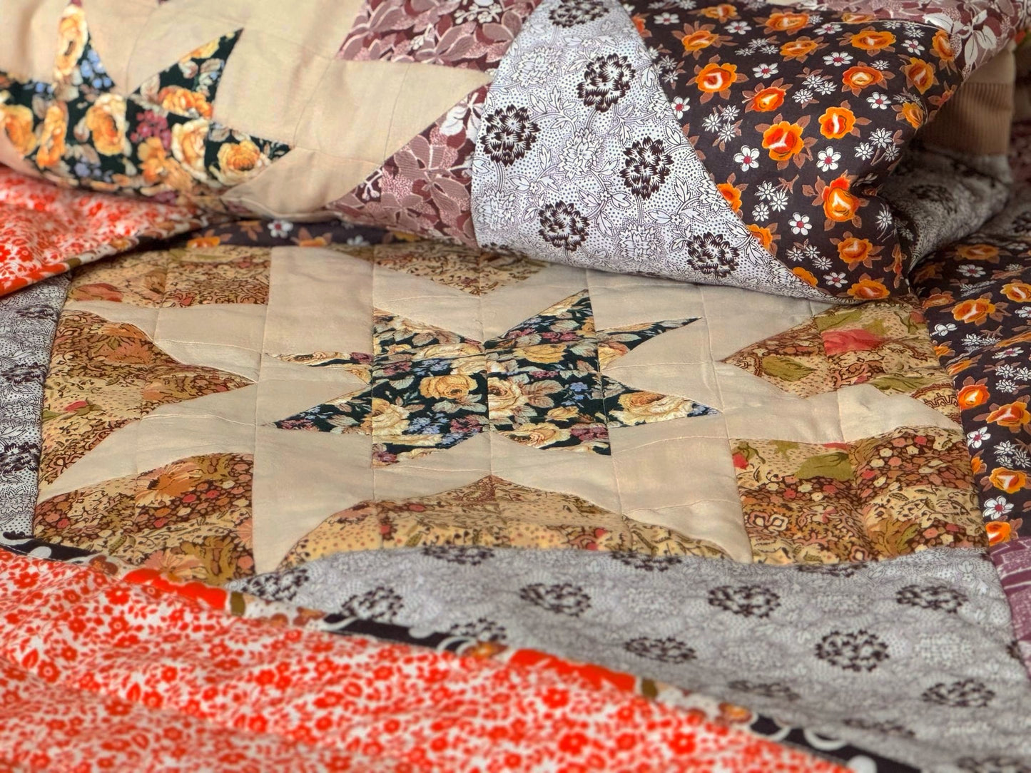 Heirloom Patchwork Blanket "Autumn Roses"
