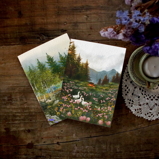 Greeting Card set of 2 "Red Cottages"