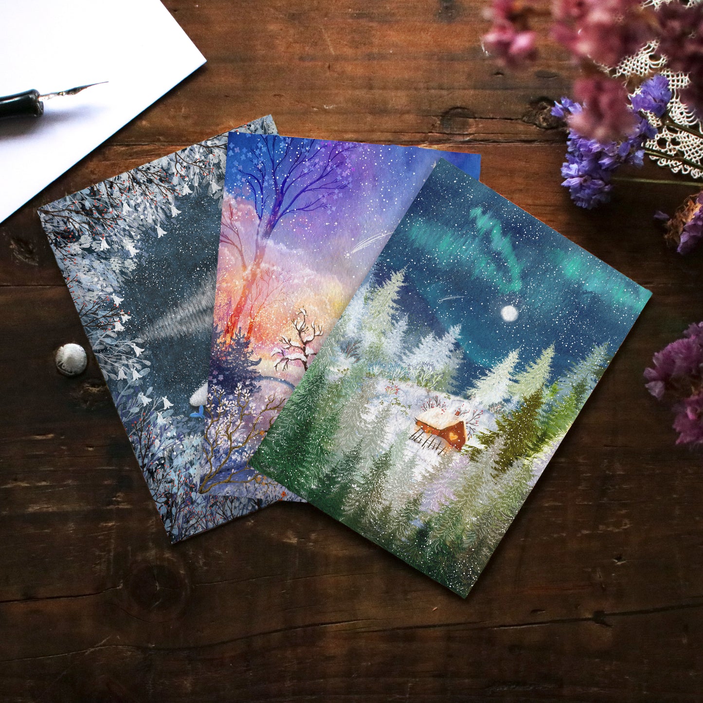 Greeting Card set of 3 "Winter Nights"